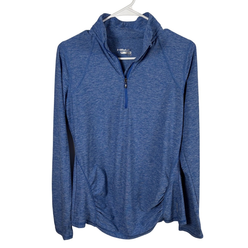 HEAD‎ 1/4-Zip Pullover Women's M Blue Space Dye Mock Neck Activewear Gorpcore